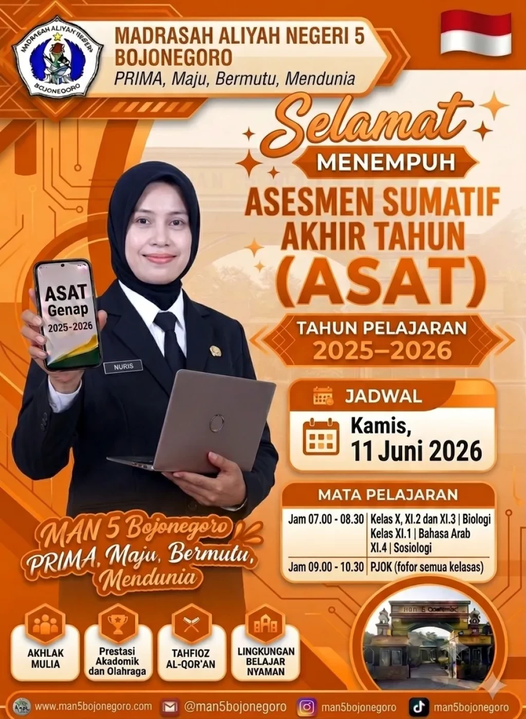 Sukseskan Kurikulum Berbasis Cinta, MAN 5 Bojonegoro Gelar Asesmen Sumatif Akhir Tahun (ASAT) 2026