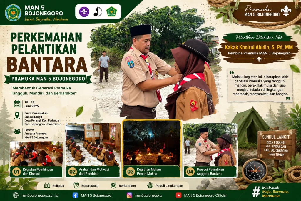 MAN 5 Bojonegoro Laksanakan Perkemahan Pelantikan Bantara di Bumi Perkemahan Sundul Langit