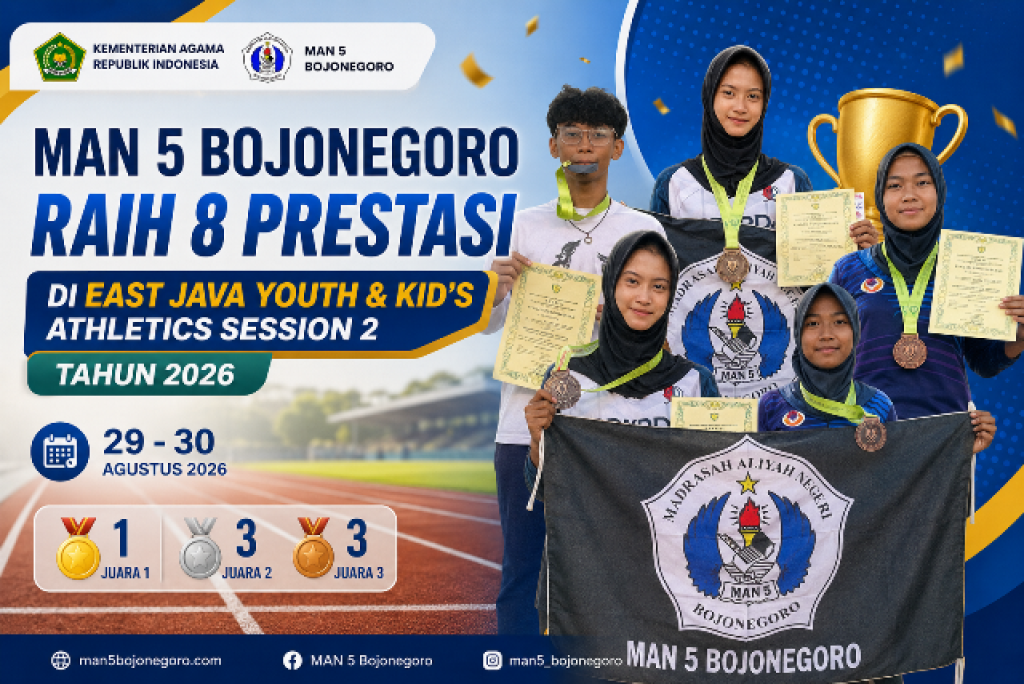 MAN 5 Bojonegoro Raih 8 Prestasi di East Java Youth & Kid’s Athletics Session 2 Tahun 2026