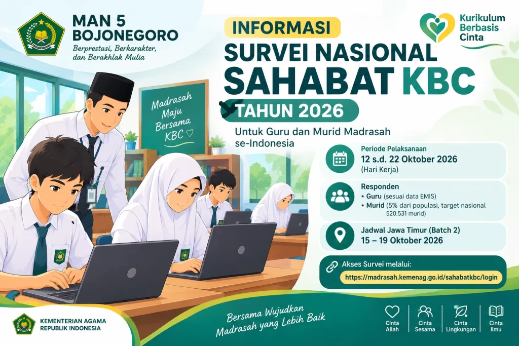 MAN 5 Bojonegoro Tindak Lanjuti Edaran Survei Nasional SAHABAT KBC Tahun 2026